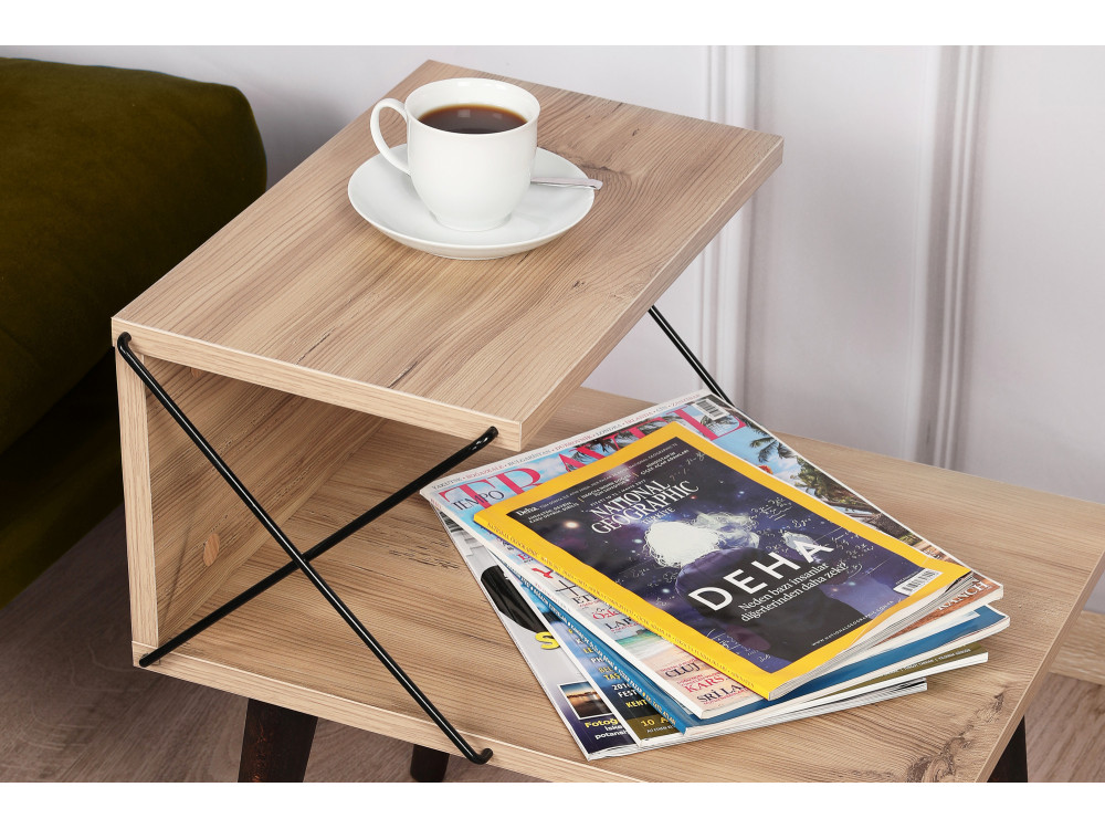 Table de chevet en bois "Cross" 50 x 40 x 55 cm - Pin