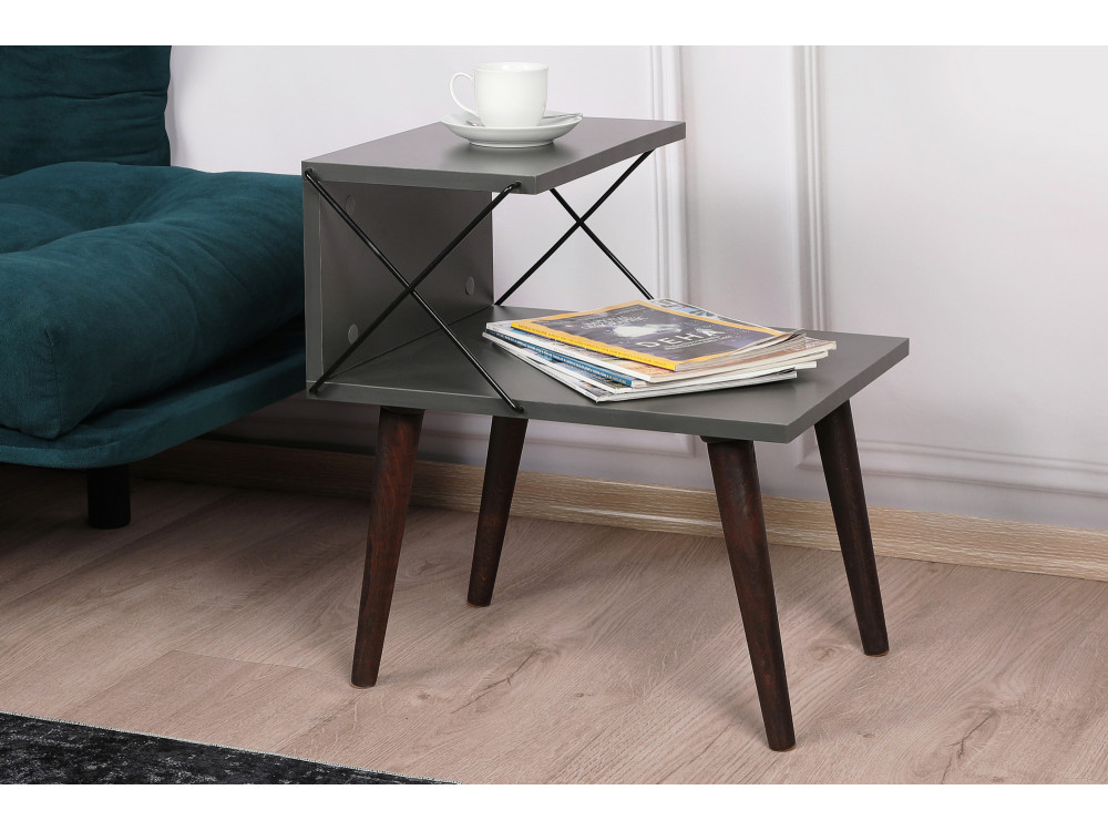 Table de chevet en bois "Cross" 50 x 40 x 55 cm - Anthracite