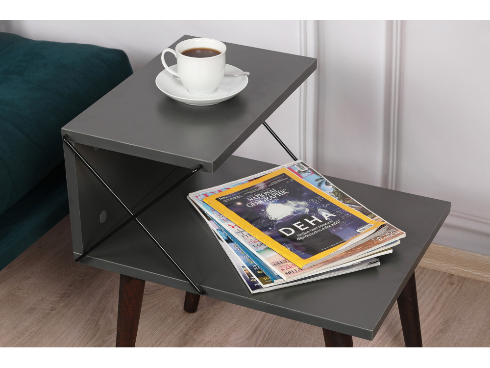 Table de chevet en bois "Cross" 50 x 40 x 55 cm - Anthracite