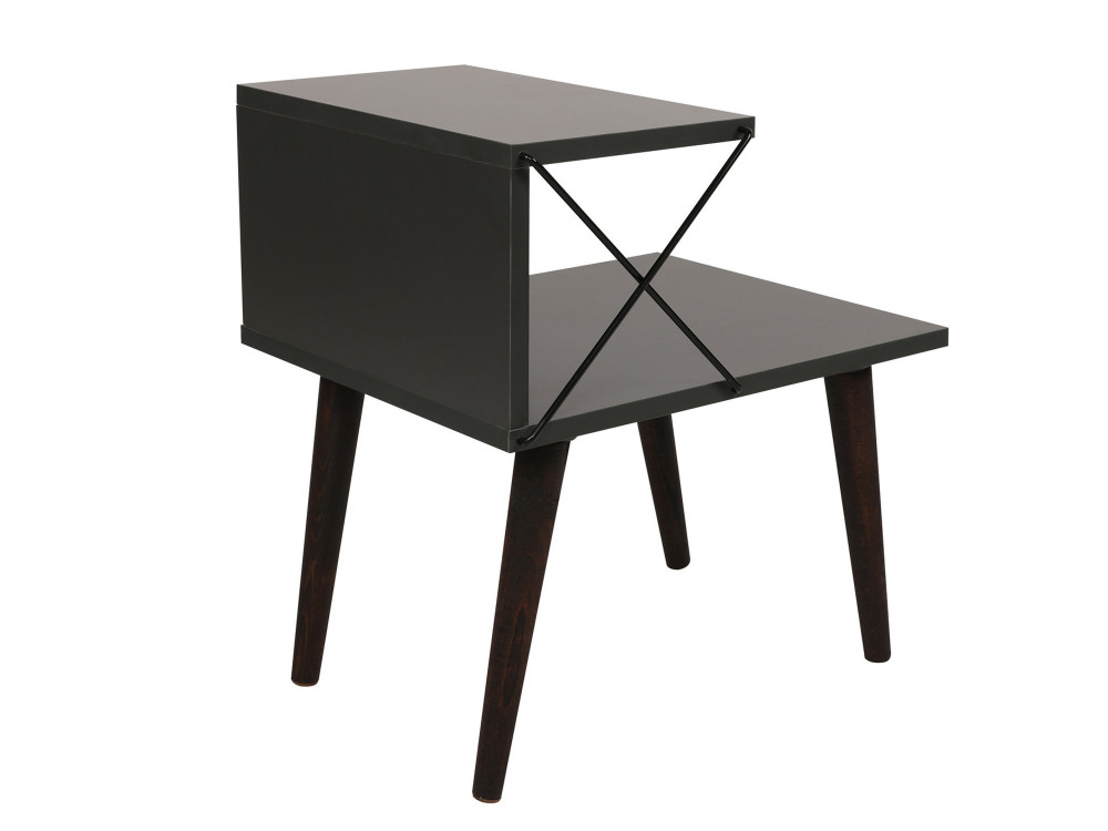 Table de chevet en bois "Cross" 50 x 40 x 55 cm - Anthracite