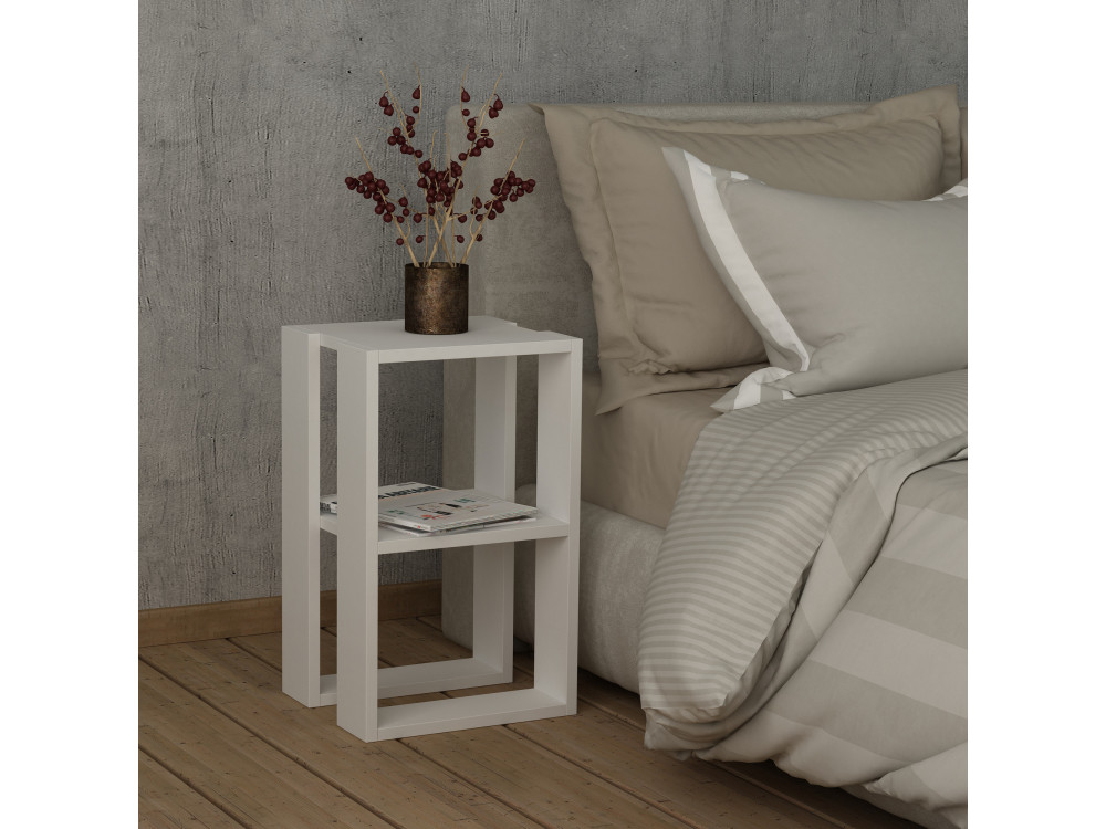 Table de chevet en bois "Lonie" 30 x 30 x 55 cm - Blanc