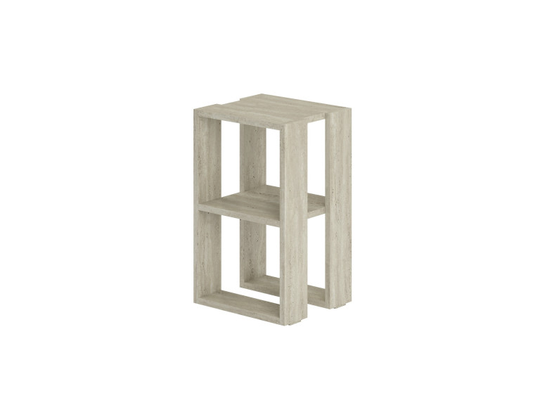 Table de chevet en bois "Lonie" 30 x 30 x 55 cm - Travertin