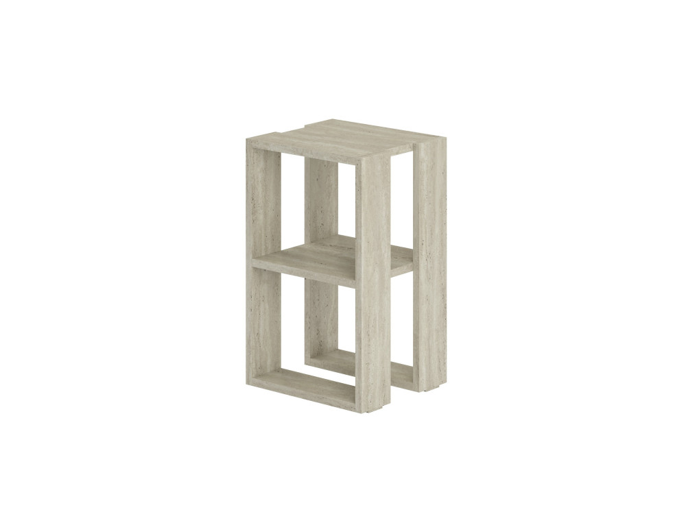 Table de chevet en bois "Lonie" 30 x 30 x 55 cm - Travertin