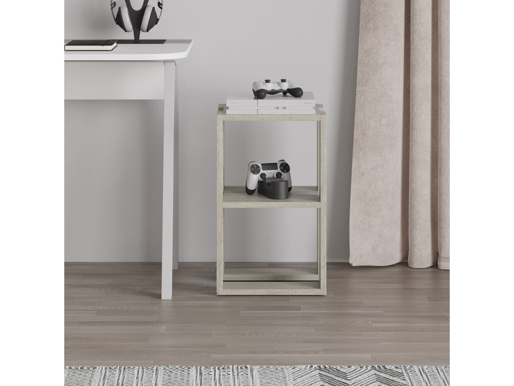 Table de chevet en bois "Lonie" 30 x 30 x 55 cm - Travertin