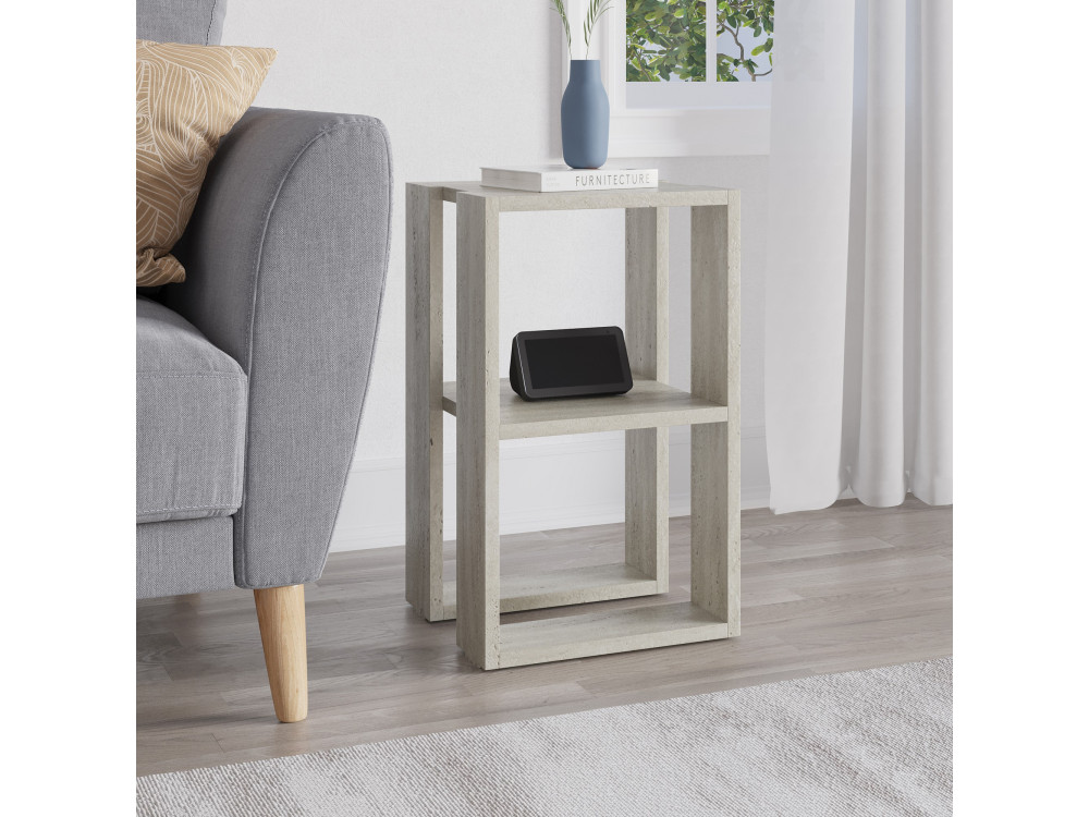 Table de chevet en bois "Lonie" 30 x 30 x 55 cm - Travertin