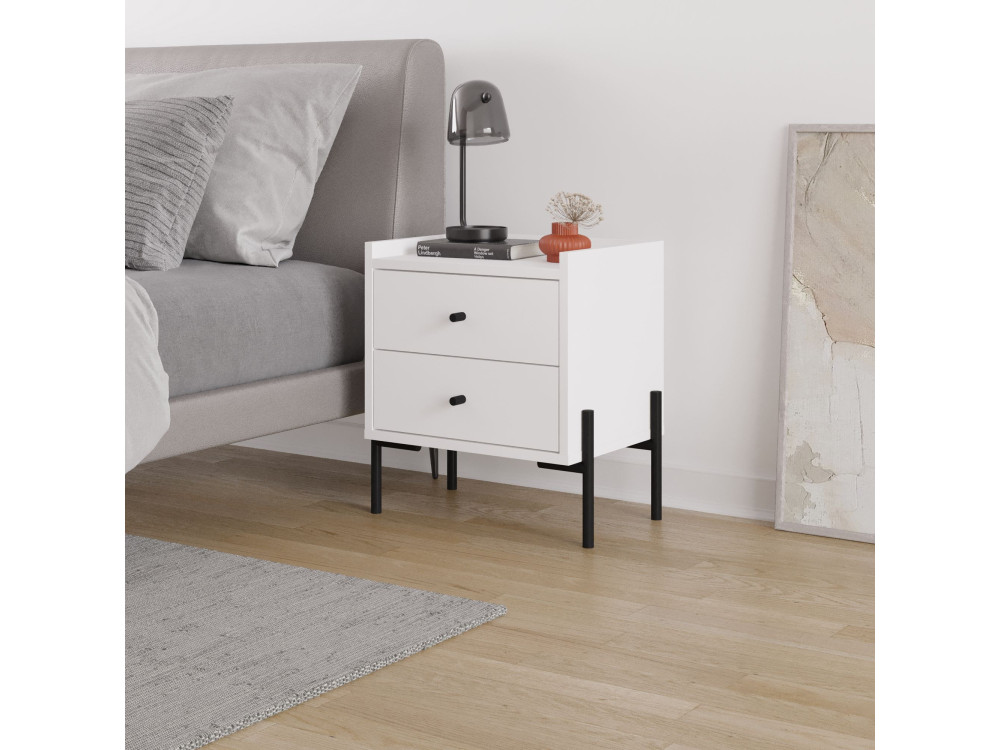Table de chevet en bois "Malta" - 45 x 35 x 52 cm - Blanc