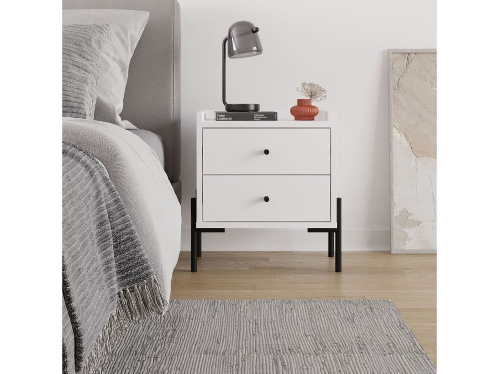 Table de chevet en bois "Malta" - 45 x 35 x 52 cm - Blanc