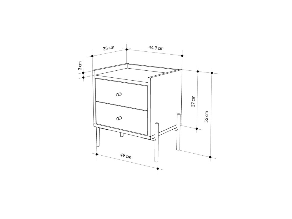 Table de chevet en bois "Malta" - 45 x 35 x 52 cm - Blanc