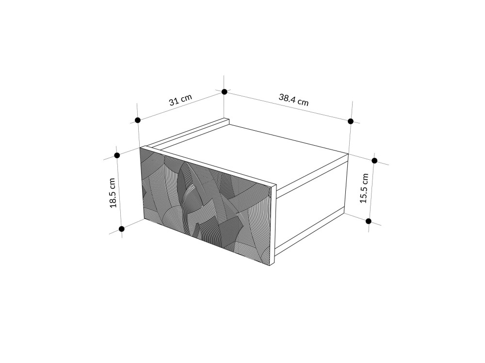 Table de chevet avec éclairage LED en bois "Onda" - 38 x 31 x 18 cm - Blanc