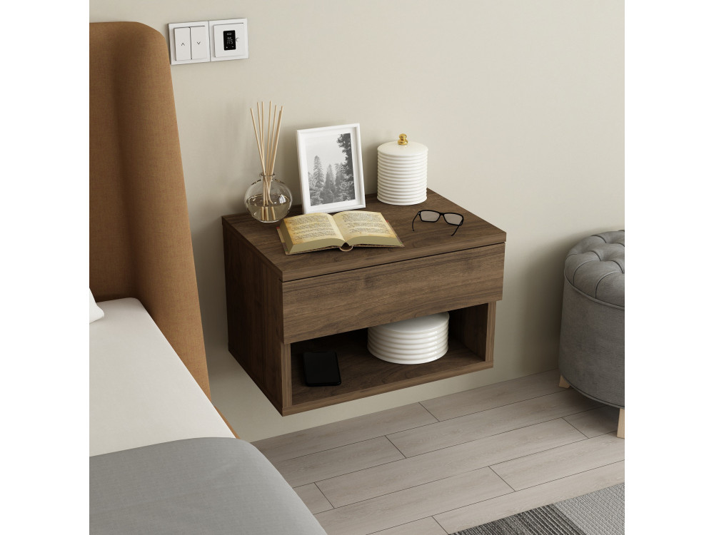 Table de chevet en bois "Ribes" - 45 x 32 x 29 cm - Marron