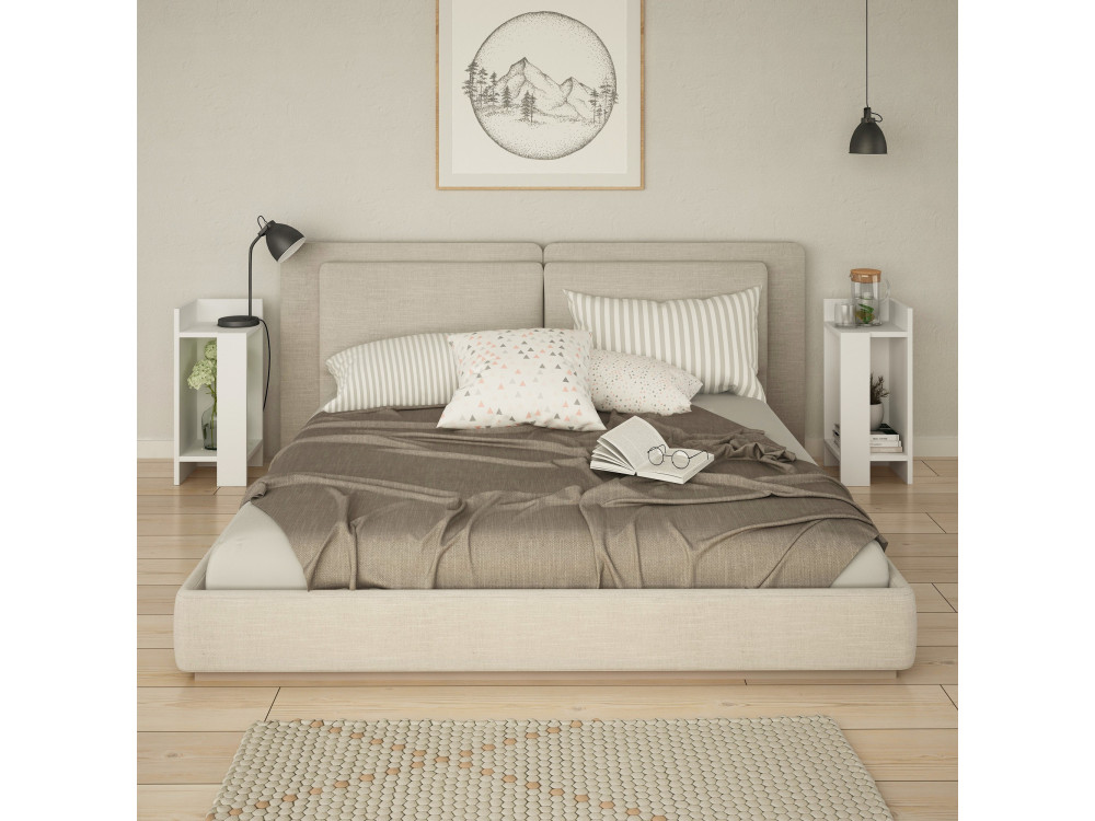 Lot de 2 tables de chevet en bois "Elos" - 25 x 27 x 60 cm - Blanc