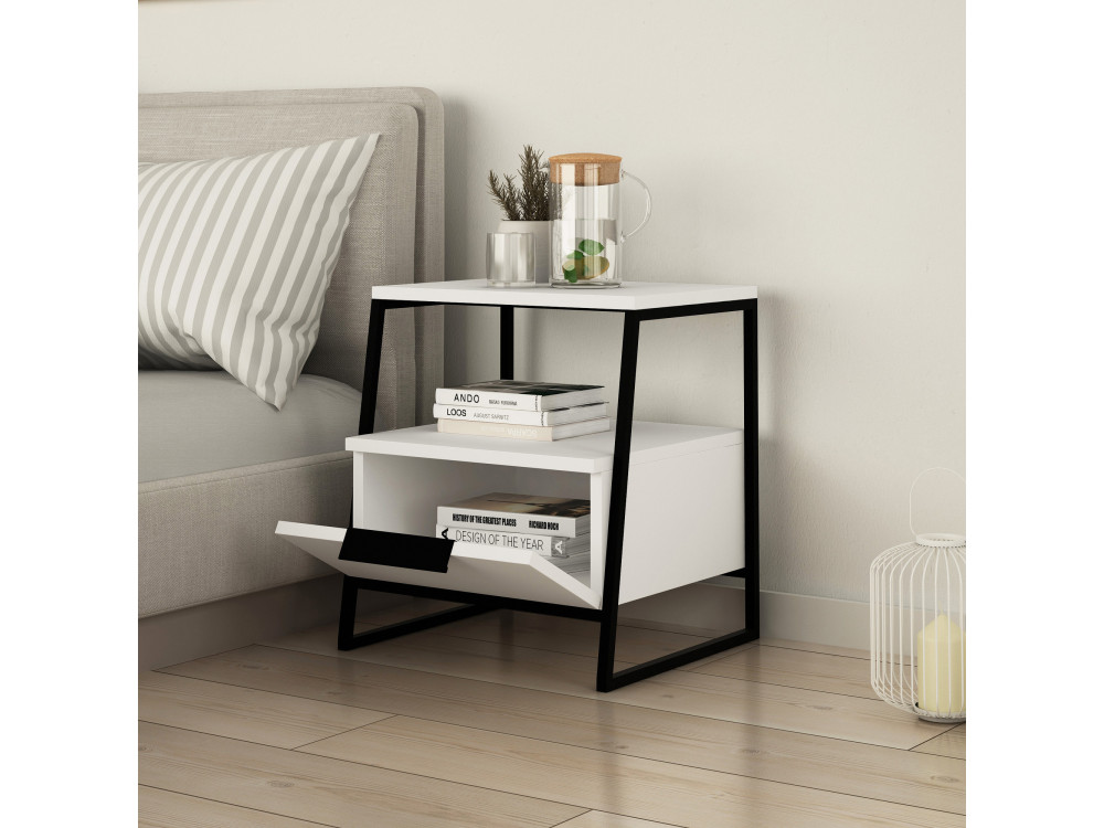 Table de chevet en bois "Pal" - 45 x 40 x 50 cm - Blanc