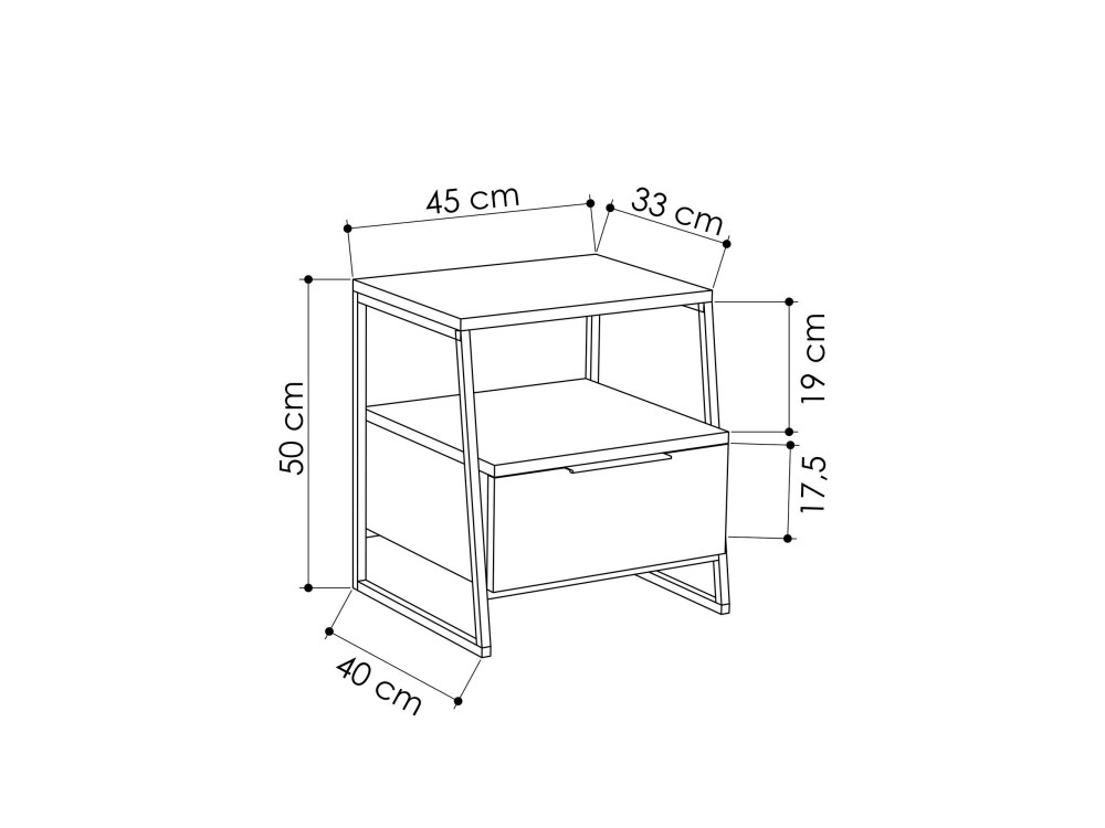 Table de chevet en bois "Pal" - 45 x 40 x 50 cm - Blanc