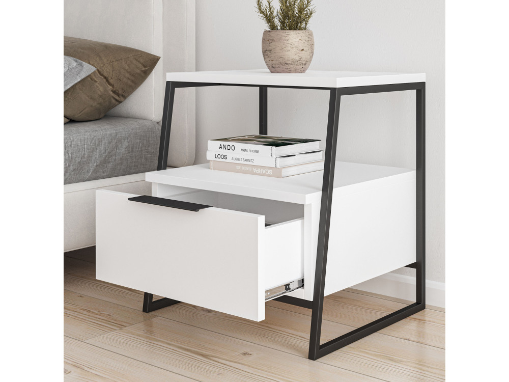 Table de chevet en bois "Pal" - 45 x 41 x 50 cm - Blanc