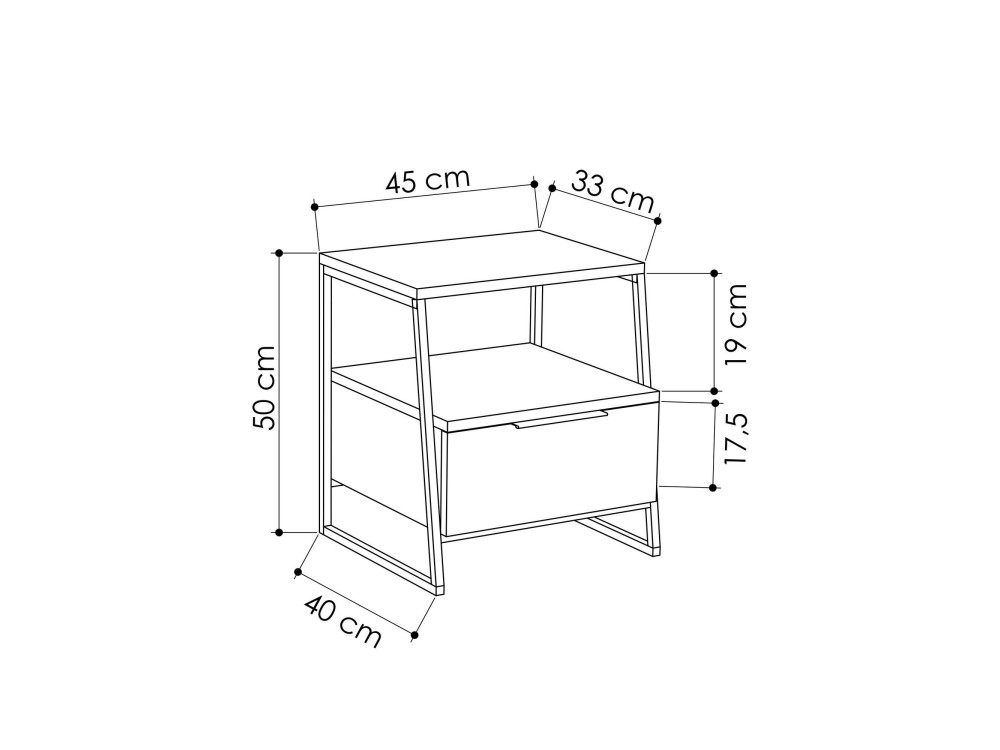 Table de chevet en bois "Pal" - 45 x 41 x 50 cm - Blanc