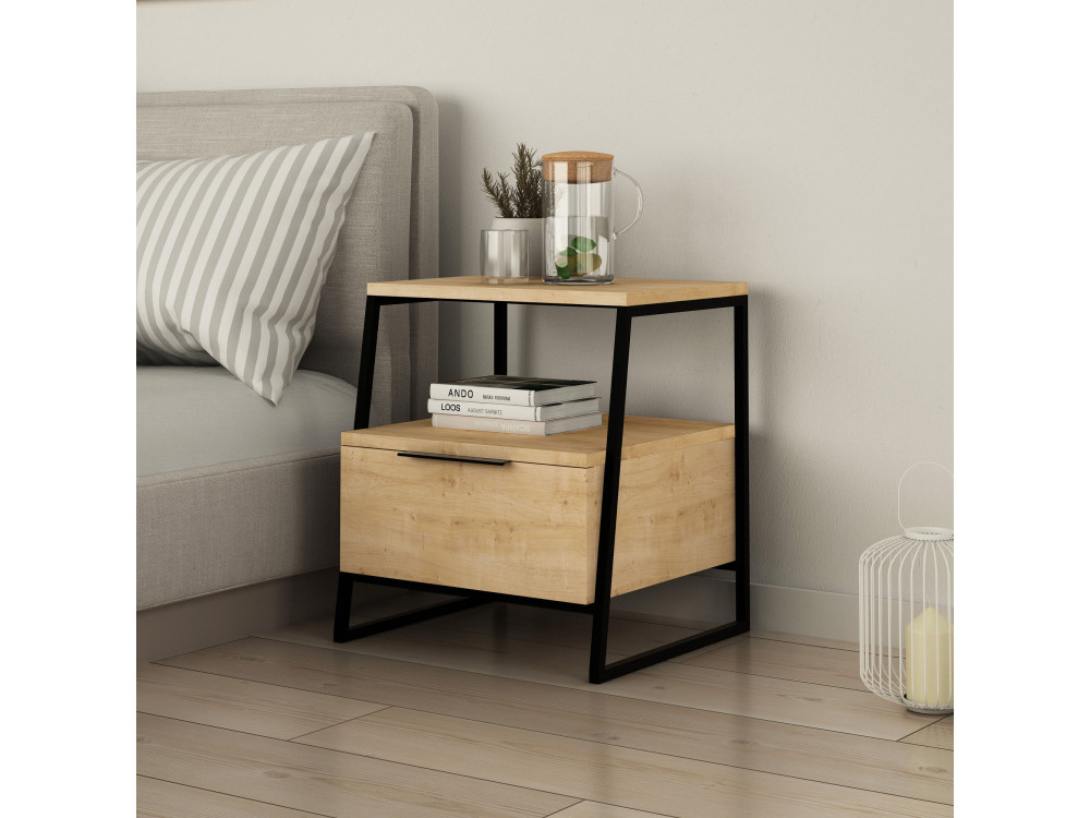 Table de chevet en bois "Pal" - 45 x 40 x 50 cm - Beige