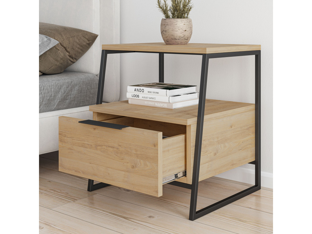 Table de chevet en bois "Pal" - 45 x 40 x 50 cm - Beige