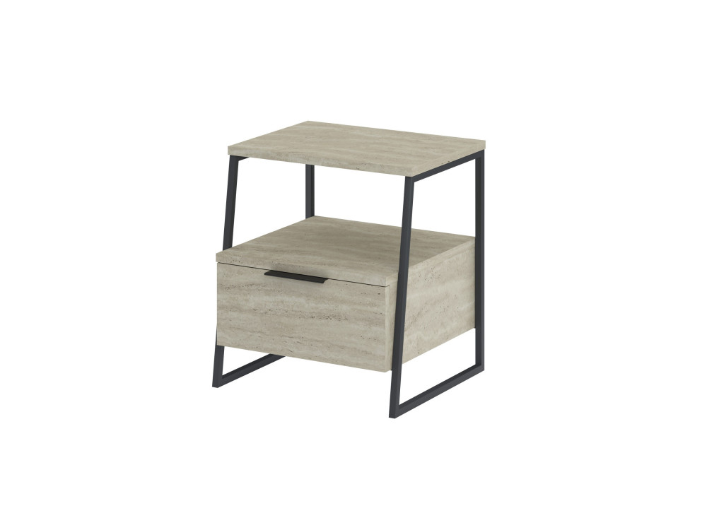 Table de chevet en bois "Pal" - 45 x 40 x 50 cm - Travertin