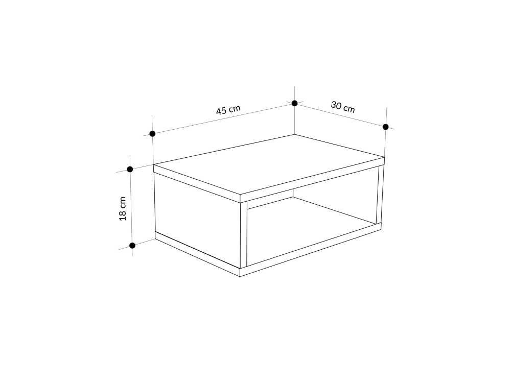 Table de chevet avec éclairage LED en bois "Brik" - 45 x 30 x 18 cm - Blanc