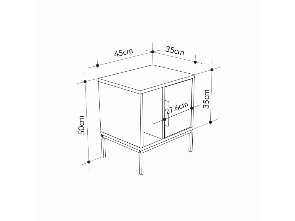 Table de chevet en bois "Glynn" - 45 x 35 x 50 cm - Marron