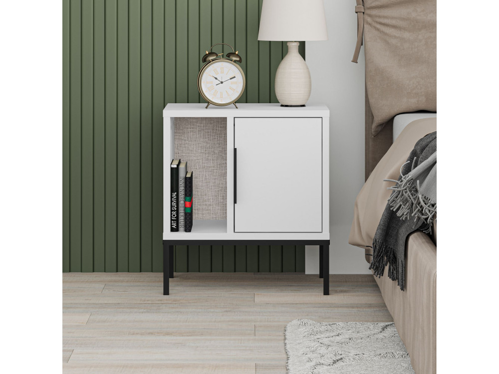 Table de chevet en bois "Glynn" - 45 x 35 x 50 cm - Blanc