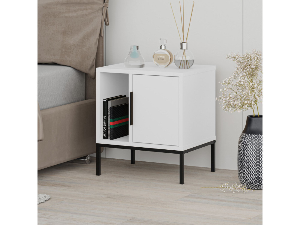 Table de chevet en bois "Glynn" - 45 x 35 x 50 cm - Blanc