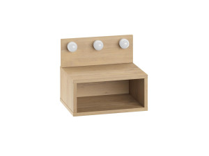 Table de chevet avec ampoule en bois "Treo" - 40 x 30 x 34 cm - Beige