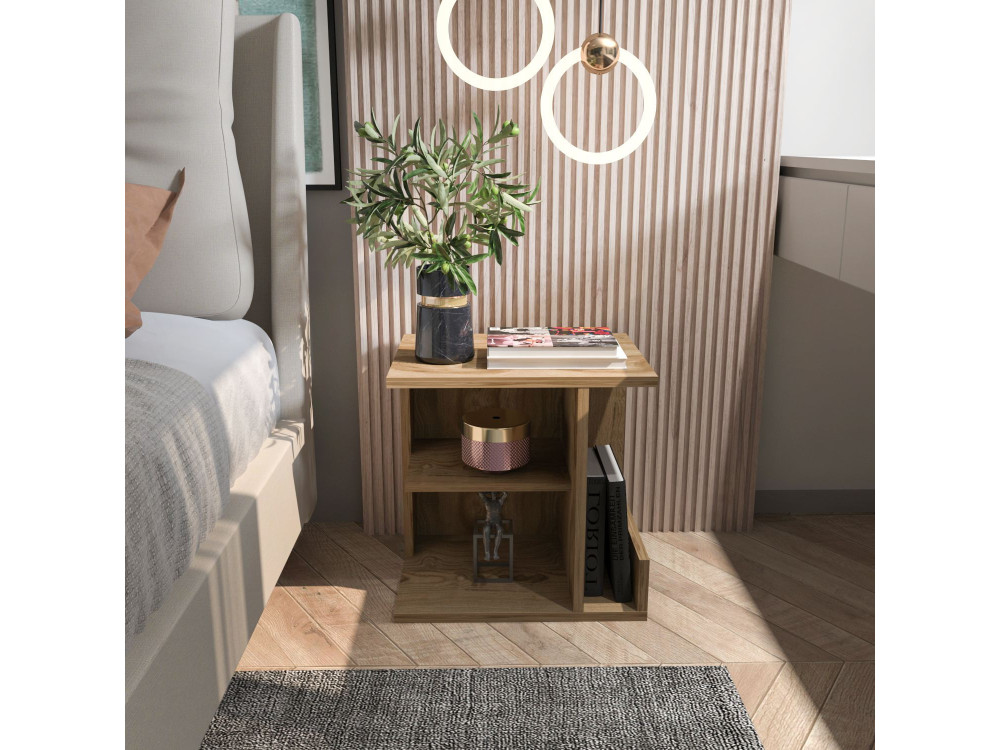 Table de chevet en bois "Karamira" - 45 x 35 x 45 cm - Marron