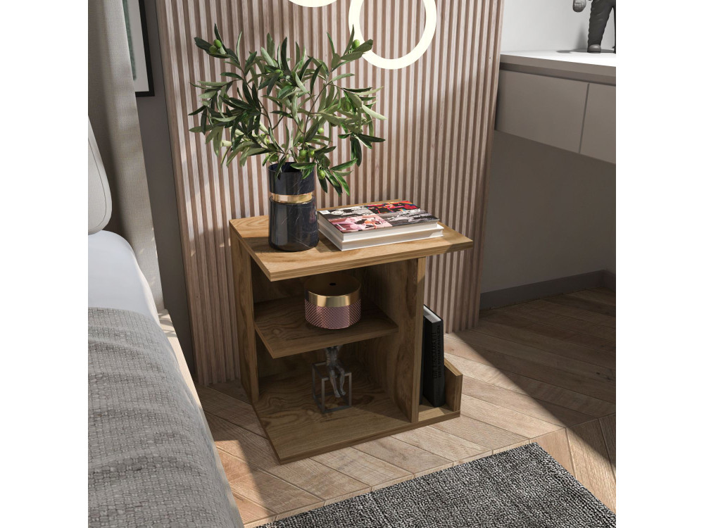 Table de chevet en bois "Karamira" - 45 x 35 x 45 cm - Marron