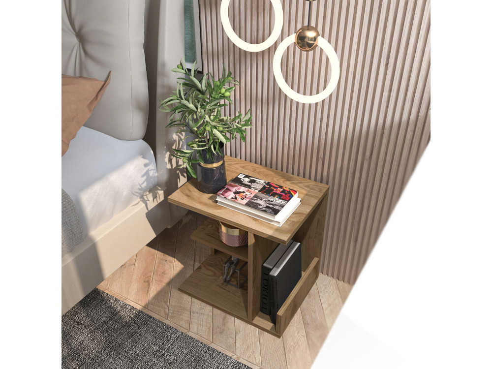Table de chevet en bois "Karamira" - 45 x 35 x 45 cm - Marron