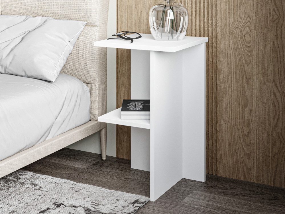 Table de chevet en bois "Leray" - 36 x 36 x 60 cm - Blanc