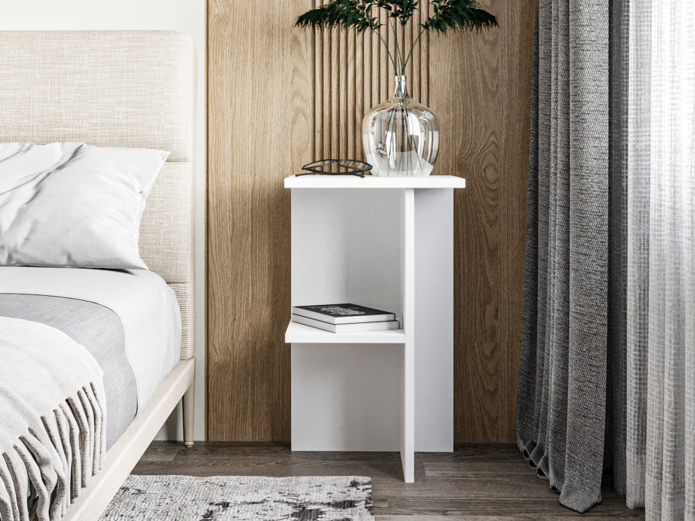 Table de chevet en bois "Leray" - 36 x 36 x 60 cm - Blanc