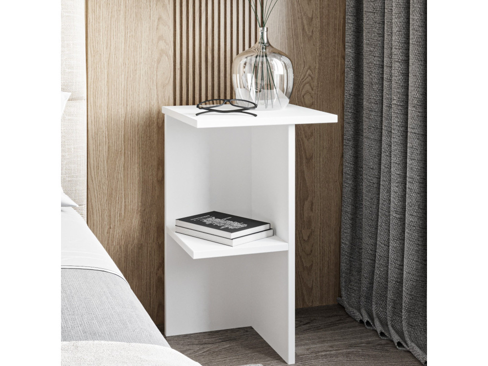 Table de chevet en bois "Leray" - 36 x 36 x 60 cm - Blanc