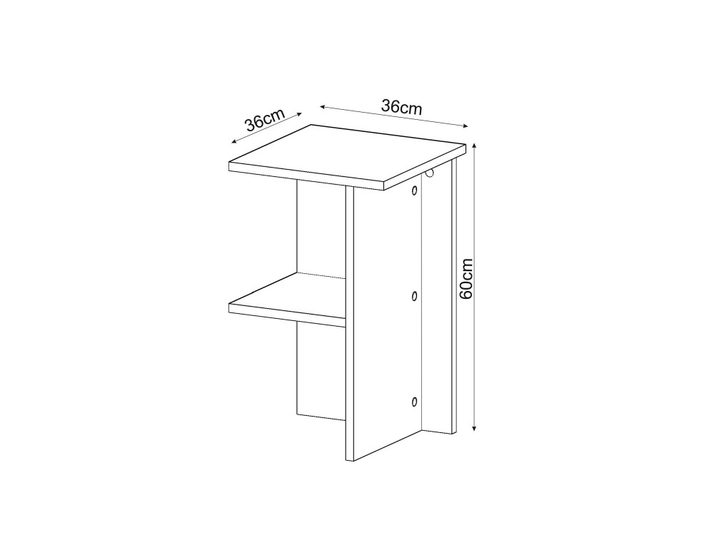 Table de chevet en bois "Leray" - 36 x 36 x 60 cm - Blanc