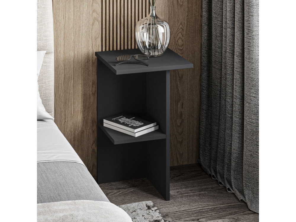 Table de chevet en bois "Leray" - 36 x 36 x 60 cm - Gris anthracite