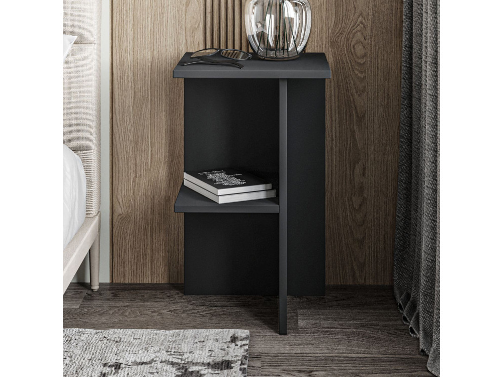 Table de chevet en bois "Leray" - 36 x 36 x 60 cm - Gris anthracite