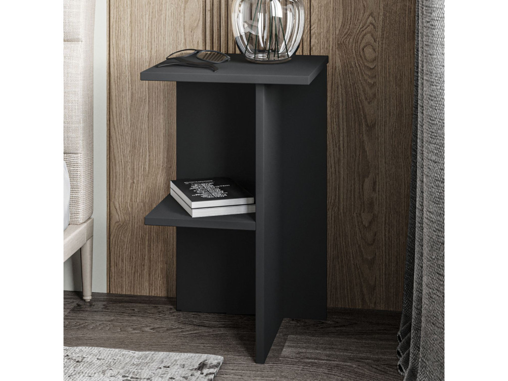 Table de chevet en bois "Leray" - 36 x 36 x 60 cm - Gris anthracite