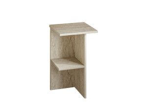 Table de chevet en bois "Leray" - 36 x 36 x 60 cm - Travertin