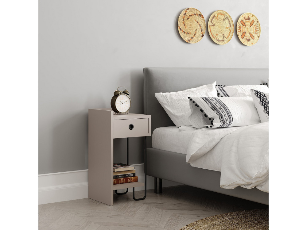 Table de chevet en bois "Sirius" - 32 x 30 x 61 cm - Moka clair