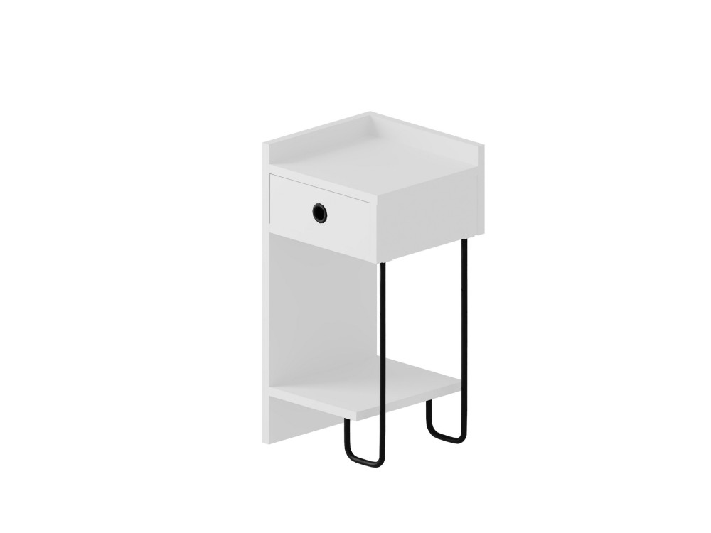 Table de chevet en bois "Sirius" - 32 x 30 x 61 cm - Blanc
