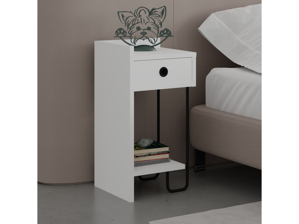 Table de chevet en bois "Sirius" - 32 x 30 x 61 cm - Blanc