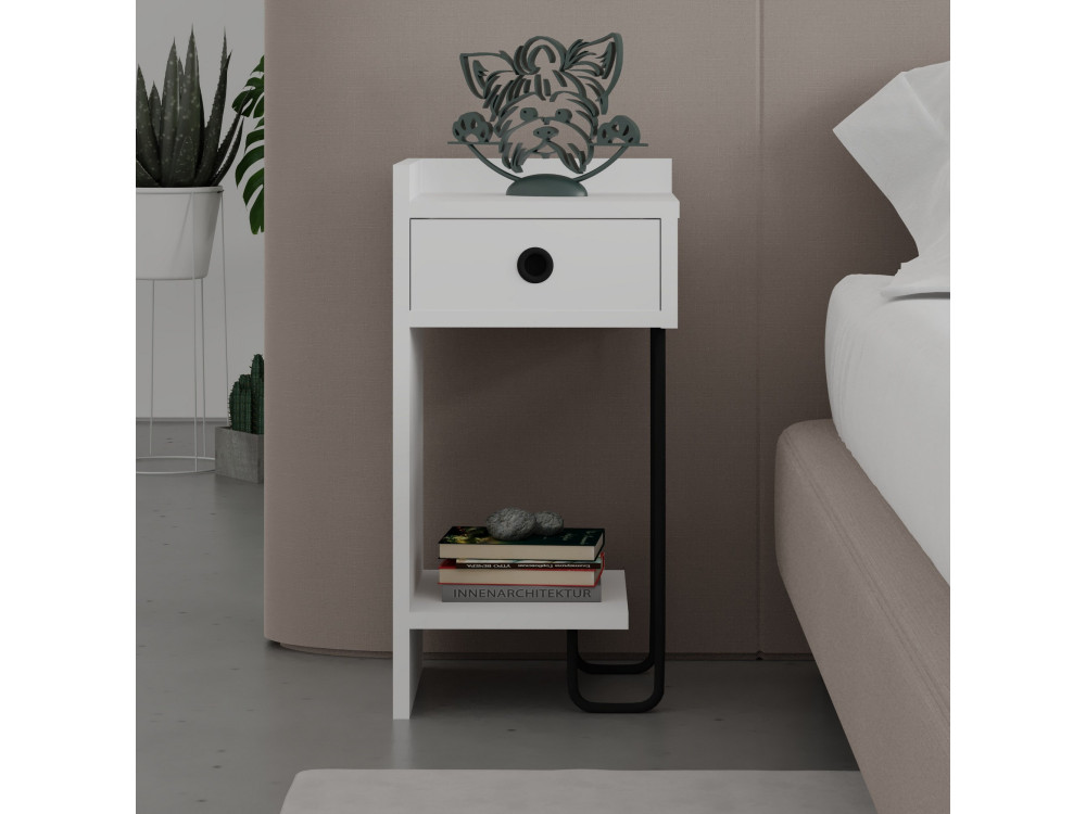 Table de chevet en bois "Sirius" - 32 x 30 x 61 cm - Blanc