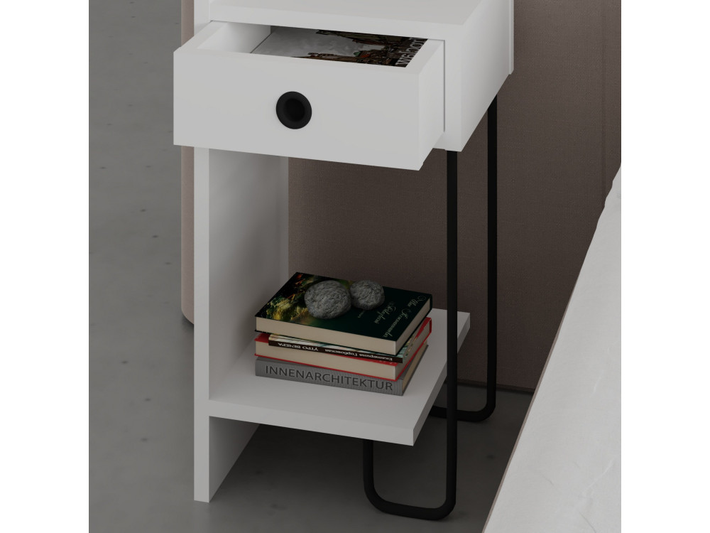 Table de chevet en bois "Sirius" - 32 x 30 x 61 cm - Blanc