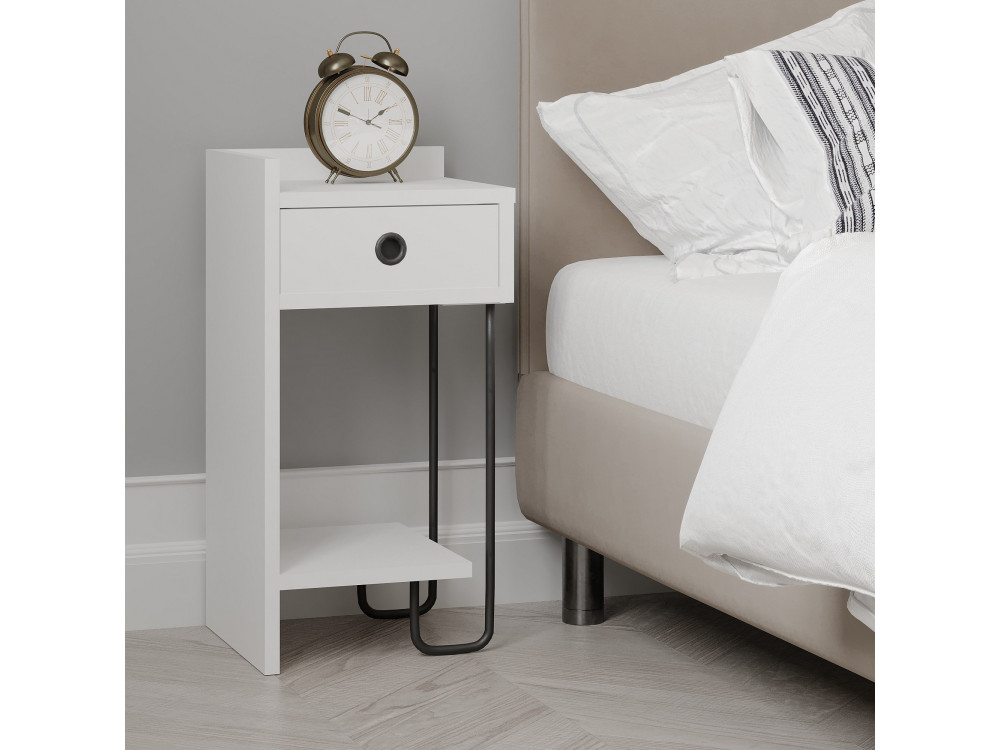 Table de chevet en bois "Sirius" - 32 x 30 x 61 cm - Blanc