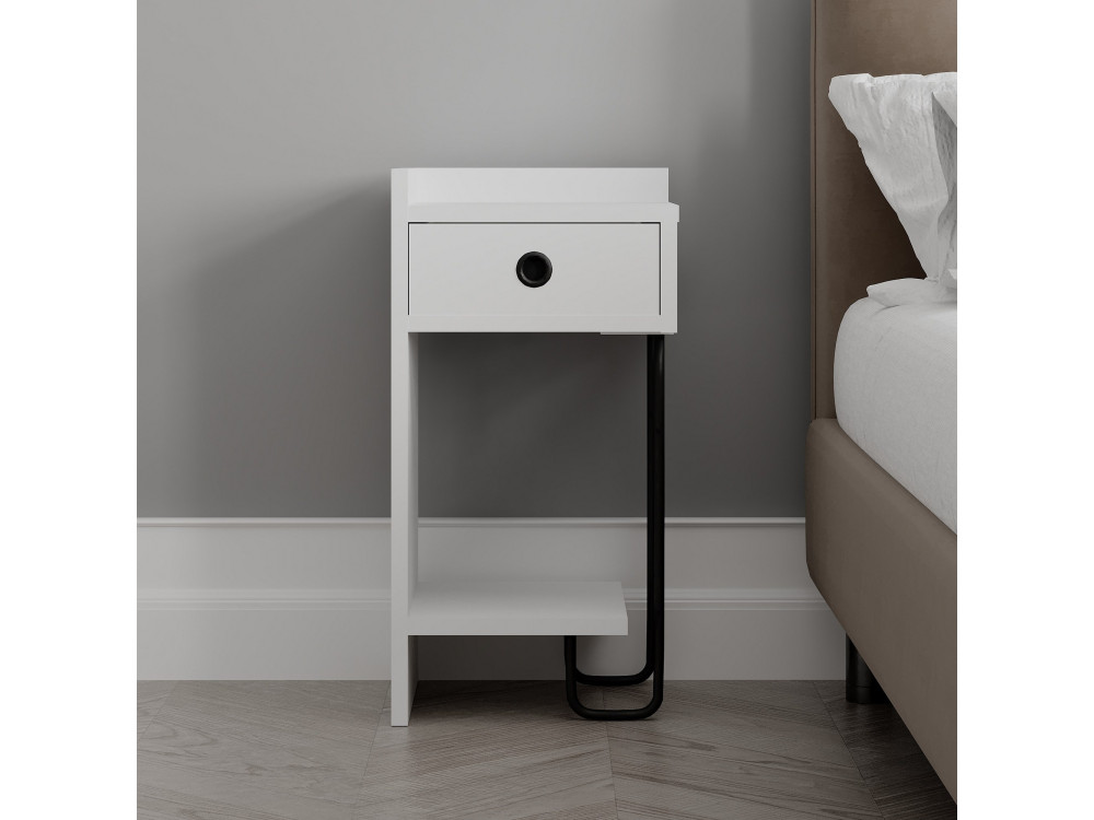 Table de chevet en bois "Sirius" - 32 x 30 x 61 cm - Blanc