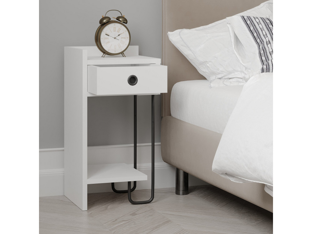 Table de chevet en bois "Sirius" - 32 x 30 x 61 cm - Blanc