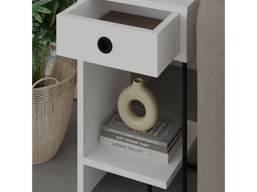 Table de chevet en bois "Sirius" - 32 x 30 x 61 cm - Blanc