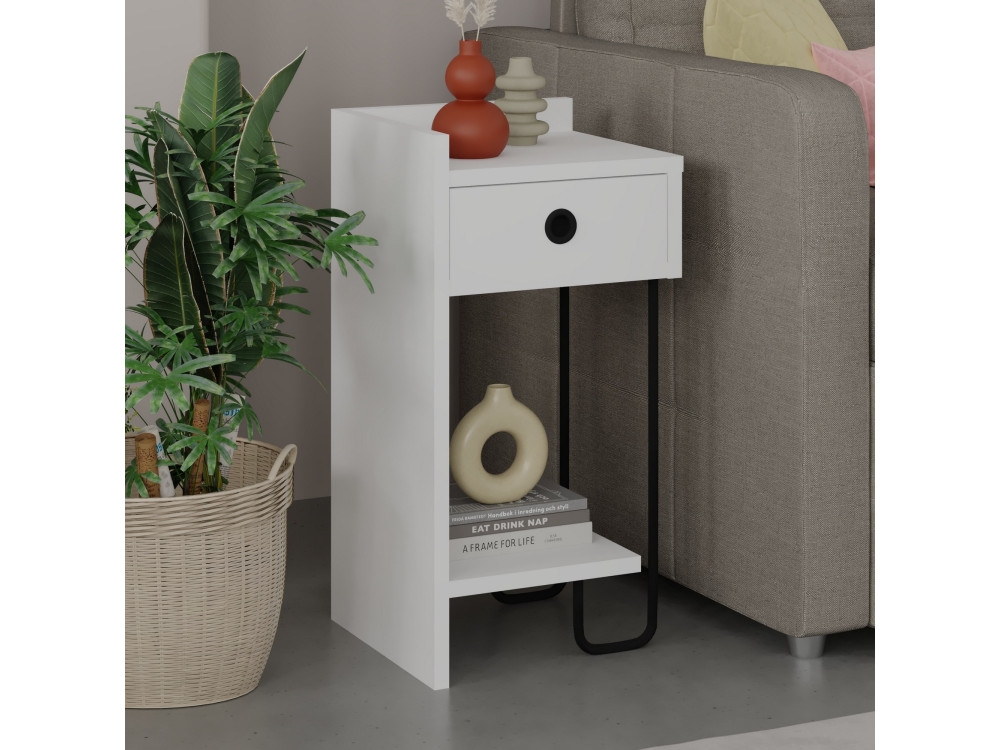 Table de chevet en bois "Sirius" - 32 x 30 x 61 cm - Blanc