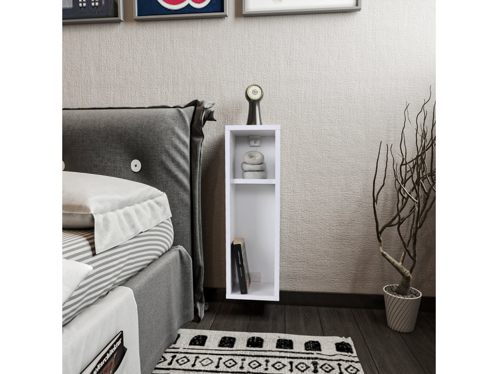 Table de chevet en bois "Turra" - 20 x 15 x 65 cm - Blanc
