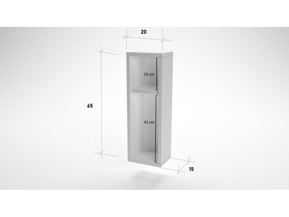 Table de chevet en bois "Turra" - 20 x 15 x 65 cm - Blanc